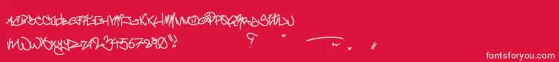 Fonte CrazyWriterz – fontes rosa em um fundo vermelho