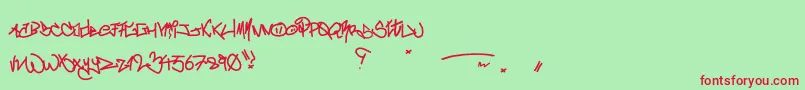 Fonte CrazyWriterz – fontes vermelhas em um fundo verde