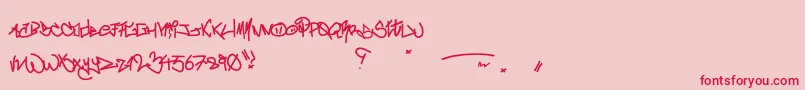 フォントCrazyWriterz – ピンクの背景に赤い文字