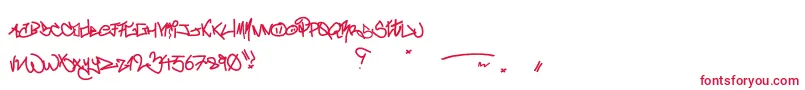 フォントCrazyWriterz – 白い背景に赤い文字