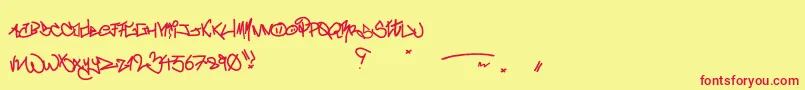 CrazyWriterz-Schriftart – Rote Schriften auf gelbem Hintergrund