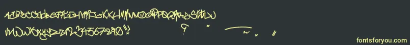 CrazyWriterzフォントについての詳細 フォントCrazyWriterz – 黒い背景に黄色の文字