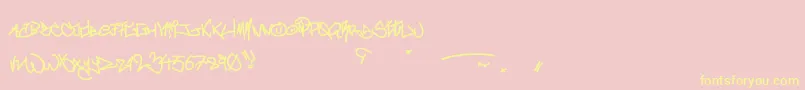 CrazyWriterz-Schriftart – Gelbe Schriften auf rosa Hintergrund