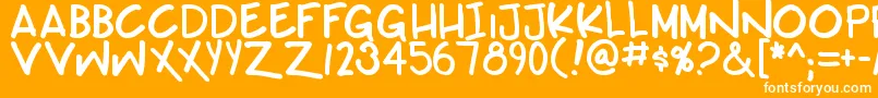 Teabeercustombb-Schriftart – Weiße Schriften auf orangefarbenem Hintergrund