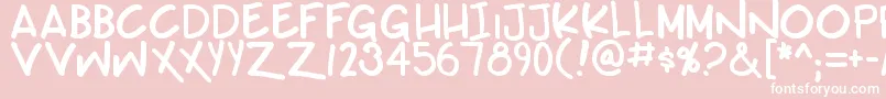 Teabeercustombb-Schriftart – Weiße Schriften auf rosa Hintergrund