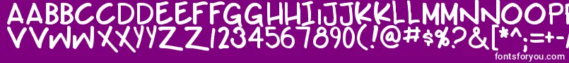Teabeercustombb-fontti – valkoiset fontit violetilla taustalla