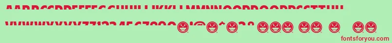 AmericanPurposeStripe1NormalItalic-Schriftart – Rote Schriften auf grünem Hintergrund