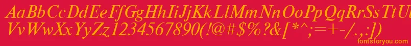 フォントNewtonItalic – 赤い背景にオレンジの文字