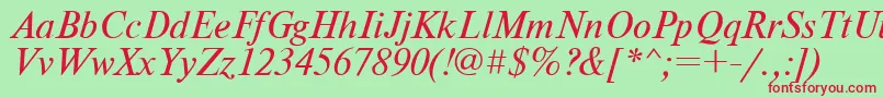 Fonte NewtonItalic – fontes vermelhas em um fundo verde