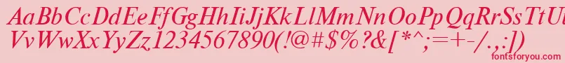 Fonte NewtonItalic – fontes vermelhas em um fundo rosa