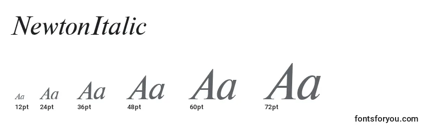 Размеры шрифта NewtonItalic