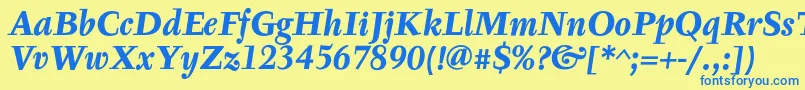 TyfaTextOtBoldItalic Font – Blue Fonts on Yellow Background