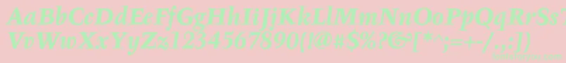 フォントTyfaTextOtBoldItalic – ピンクの背景に緑の文字
