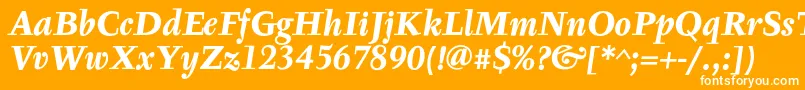 TyfaTextOtBoldItalic-Schriftart – Weiße Schriften auf orangefarbenem Hintergrund