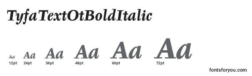 Размеры шрифта TyfaTextOtBoldItalic