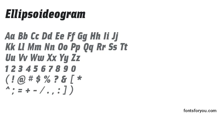 Schriftart Ellipsoideogram – Alphabet, Zahlen, spezielle Symbole