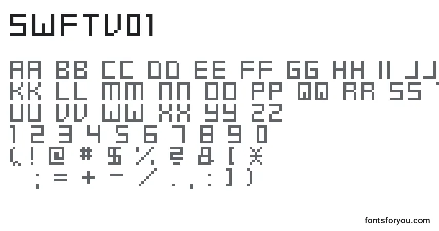 A fonte SwftV01 – alfabeto, números, caracteres especiais