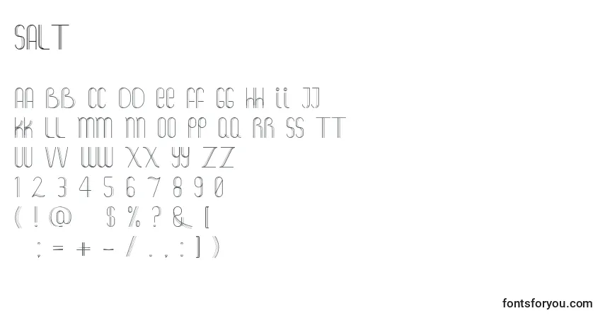 Czcionka Salt – alfabet, cyfry, specjalne znaki