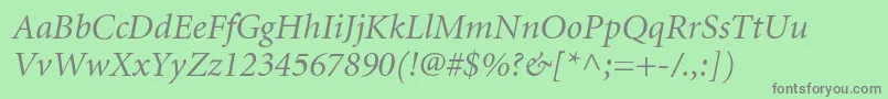 MinioncyrItalic Font – Gray Fonts on Green Background