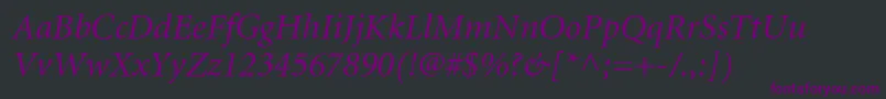 フォントMinioncyrItalic – 黒い背景に紫のフォント