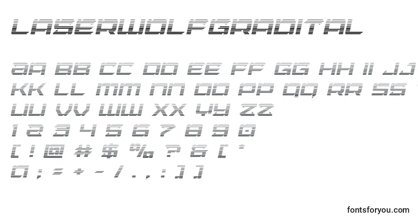 Schriftart Laserwolfgradital – Alphabet, Zahlen, spezielle Symbole