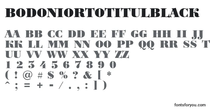 Schriftart BodoniortotitulBlack – Alphabet, Zahlen, spezielle Symbole