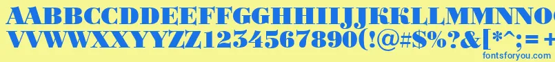 Czcionka BodoniortotitulBlack – niebieskie czcionki na żółtym tle