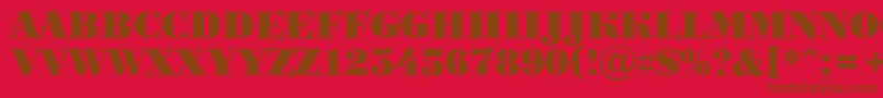 BodoniortotitulBlack-Schriftart – Braune Schriften auf rotem Hintergrund