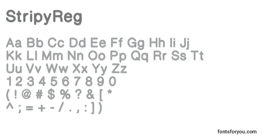 StripyReg font – alphabet, numbers, special characters