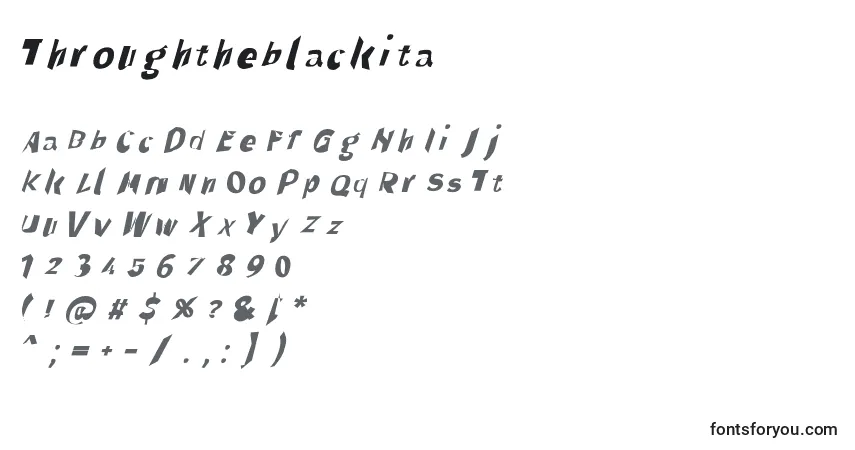 Czcionka Throughtheblackita – alfabet, cyfry, specjalne znaki