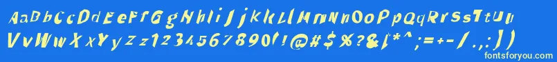 フォントThroughtheblackita – 黄色の文字、青い背景