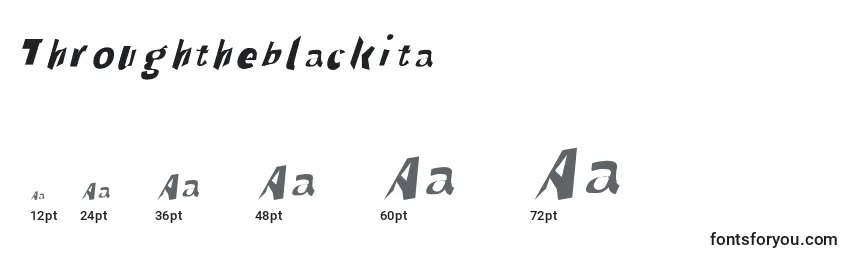 Размеры шрифта Throughtheblackita