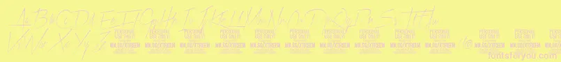 XtreemthinPersonalUse-fontti – vaaleanpunaiset fontit keltaisella taustalla