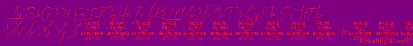 フォントXtreemthinPersonalUse – 紫の背景に赤い文字