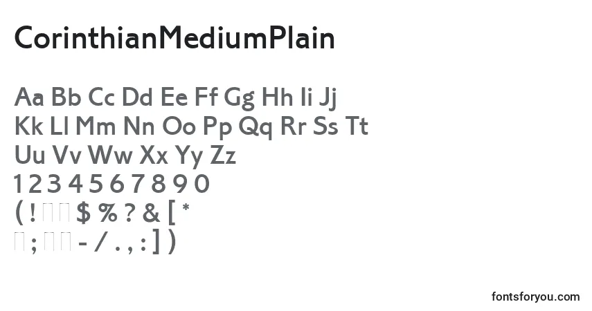 Czcionka CorinthianMediumPlain – alfabet, cyfry, specjalne znaki
