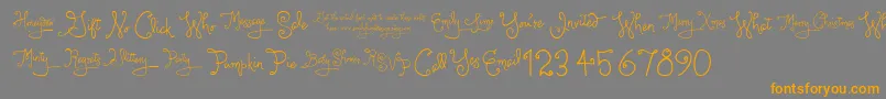 フォントLarouWords – オレンジの文字は灰色の背景にあります。