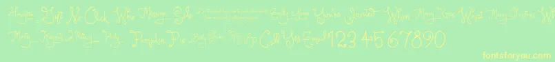 LarouWords Font – Yellow Fonts on Green Background