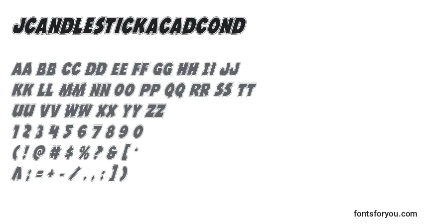 Schriftart Jcandlestickacadcond – Alphabet, Zahlen, spezielle Symbole