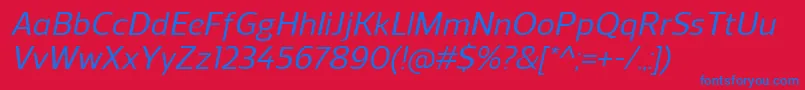 Шрифт ReganMediumitalic – синие шрифты на красном фоне
