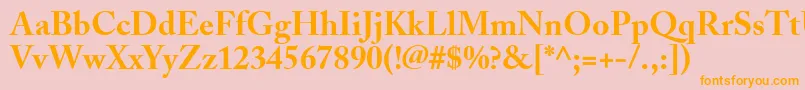 AdobeCaslonBold-Schriftart – Orangefarbene Schriften auf rosa Hintergrund