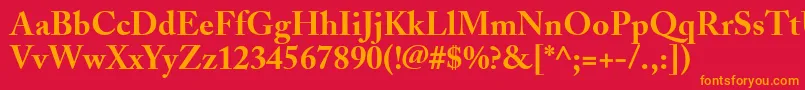Fonte AdobeCaslonBold – fontes laranjas em um fundo vermelho