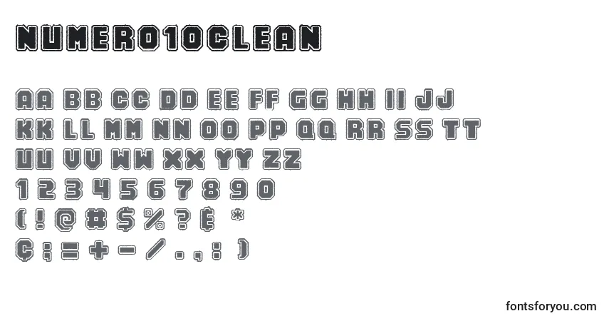 Schriftart Numero10Clean – Alphabet, Zahlen, spezielle Symbole