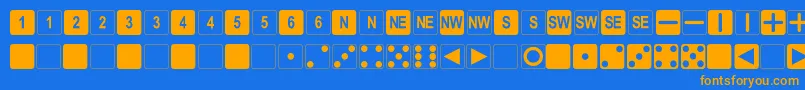 DpolySixSider Font – Orange Fonts on Blue Background