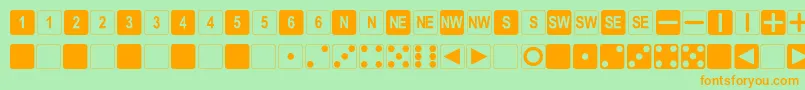 DpolySixSider Font – Orange Fonts on Green Background