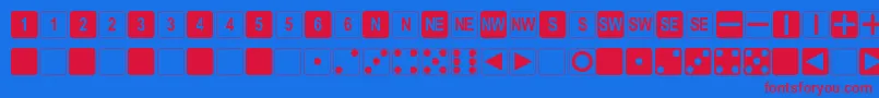 DpolySixSider Font – Red Fonts on Blue Background