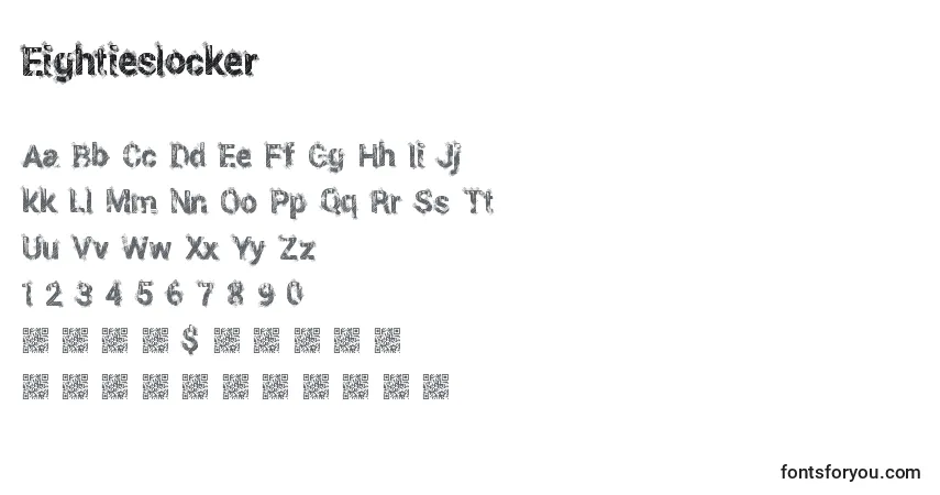 Schriftart Eightieslocker – Alphabet, Zahlen, spezielle Symbole