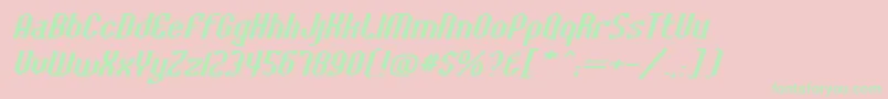 BaccusbevelexpItalic Font – Green Fonts on Pink Background