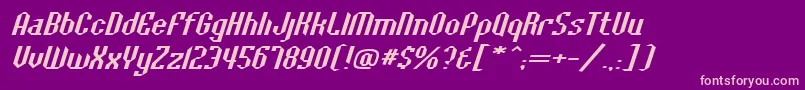 BaccusbevelexpItalicフォントについての詳細 フォントBaccusbevelexpItalic – 紫の背景にピンクのフォント