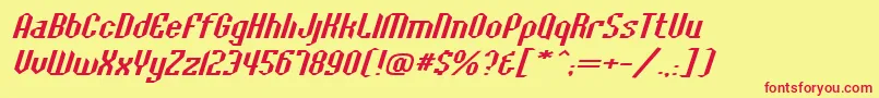 BaccusbevelexpItalic Font – Red Fonts on Yellow Background