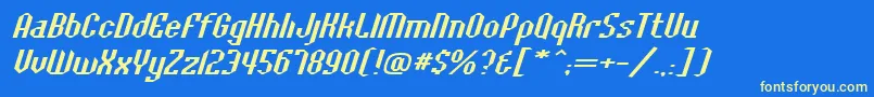 BaccusbevelexpItalic Font – Yellow Fonts on Blue Background